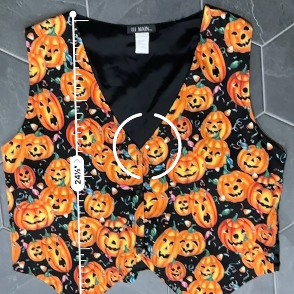 VTG 90s Jack-o'-lantern Pumpkins All Over Print Halloween Vest - Picture 6 of 7